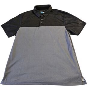 PGA Tour Pro Series Polo Shirt Size XL 3 Button Black And Gray Color Blocking